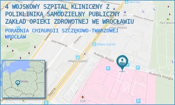 PORADNIA CHIRURGII SZCZĘKOWO-TWARZOWEJ - 4 WOJSKOWY SZPITAL KLINICZNY Z POLIKLINIKĄ SAMODZIELNY PUBLICZNY ZAKŁAD OPIEKI ZDROWOTNEJ WE WROCŁAWIU - UL. RUDOLFA WEIGLA 5, WROCŁAW
