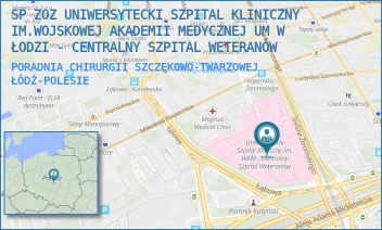 PORADNIA CHIRURGII SZCZĘKOWO-TWARZOWEJ - SP ZOZ UNIWERSYTECKI SZPITAL KLINICZNY NR 2 UNIWERSYTETU MEDYCZNEGO  W ŁODZI - UL. STEFANA ŻEROMSKIEGO 113,  ŁÓDŹ-POLESIE